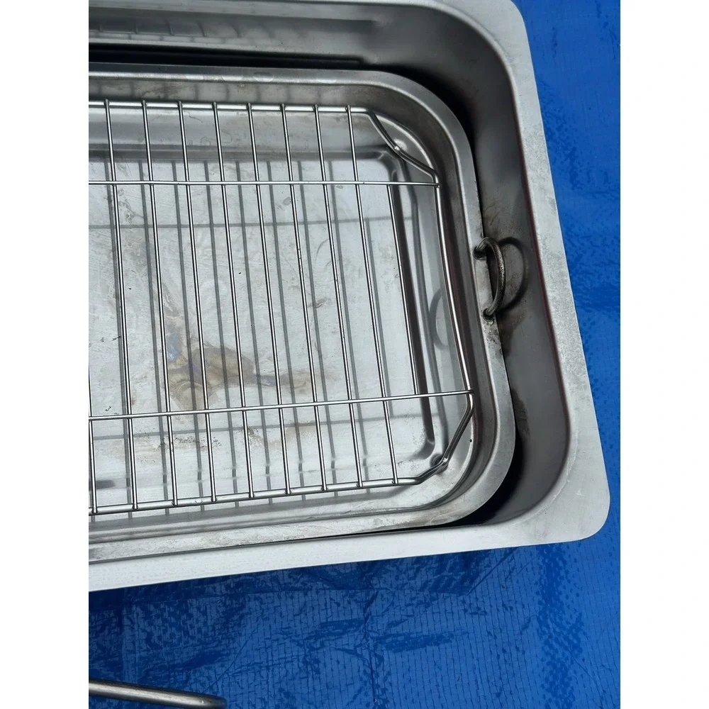 Cameron's Stainless Steel Smoker Box‎ Roasting Pan w/ Rack & Lid - Used Good